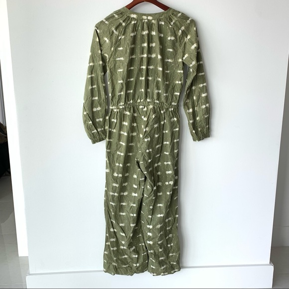 Style & Co Jumpsuit NWT Green Burnout Pockets Buttons Long Sleeve Small Petite - Picture 7 of 9